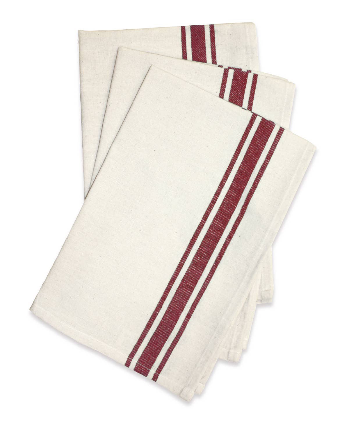 Vintage Farmhouse Retro Bold Twill Maroon Stripe Dishtowels