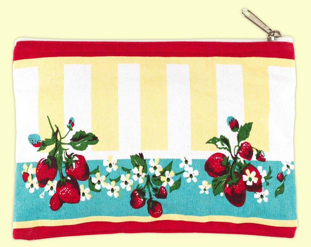 Strawberry Lane Retro Zippered Soft Canvas Case