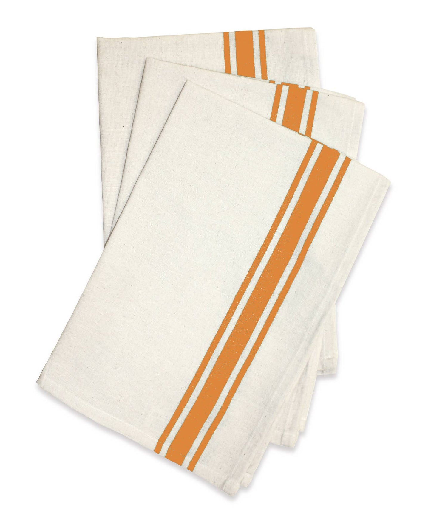 Vintage Farmhouse Retro Bold Twill Orange Stripe Dishtowels