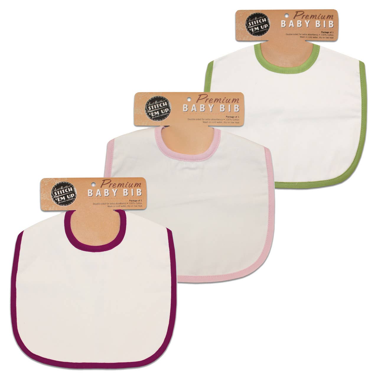 Girl's Baby Bib Set of 3 - (Pink, Raspberry, & Lime Green)