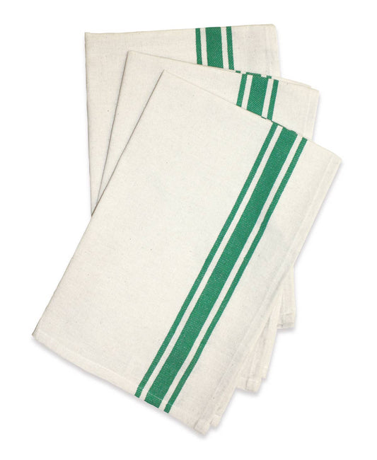 Vintage Farmhouse Retro Bold Twill Kelly Green Stripe Towels