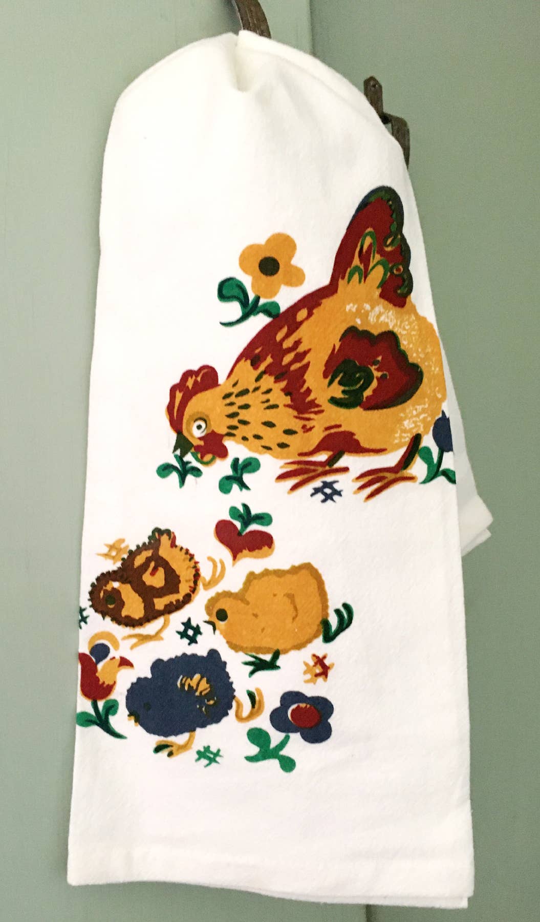 Mama Hen Retro Flour Sack Kitchen Towel