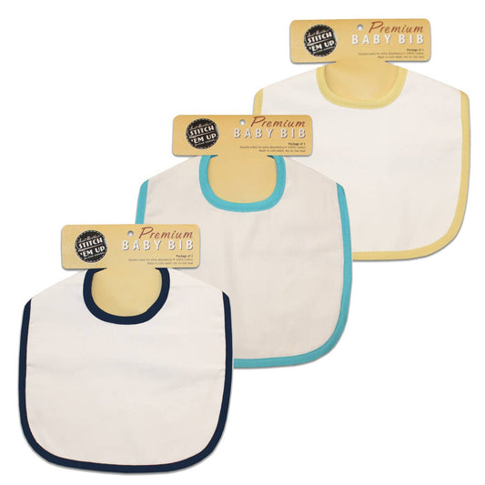 Boy's Baby Bib Set of 3 - (Navy, Yellow, & Turquoise)