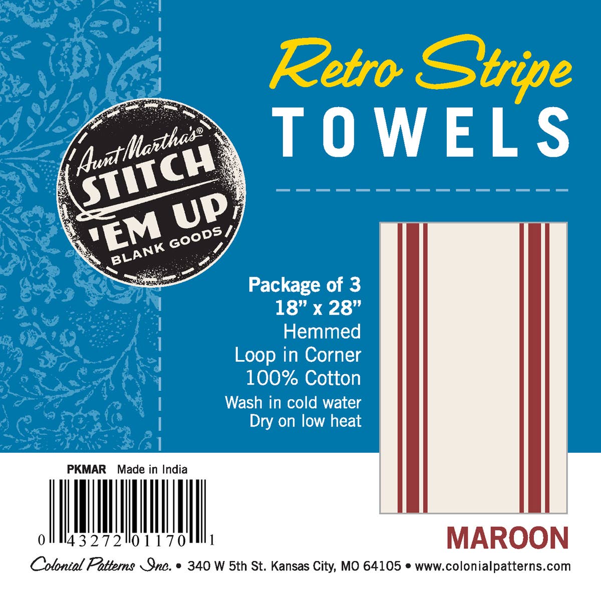 Vintage Farmhouse Retro Bold Twill Maroon Stripe Dishtowels