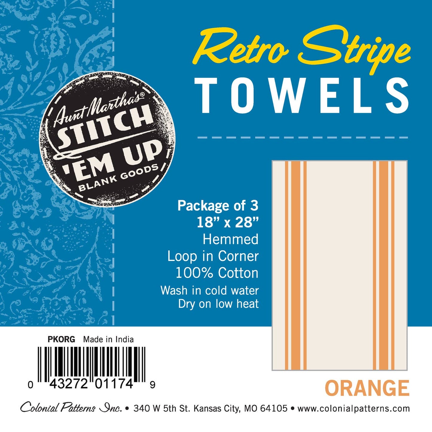 Vintage Farmhouse Retro Bold Twill Orange Stripe Dishtowels