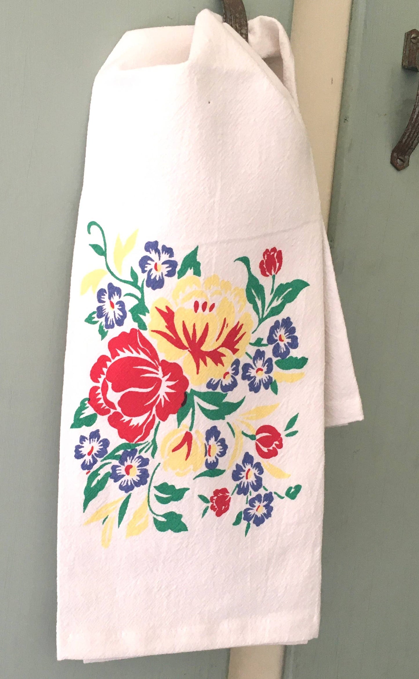 Country Garden Flowers Retro Flour Sack Kitchen Towel